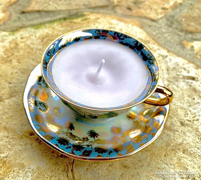 Fabulous gift - porcelain scented candle with wick - porcelain coffee cup