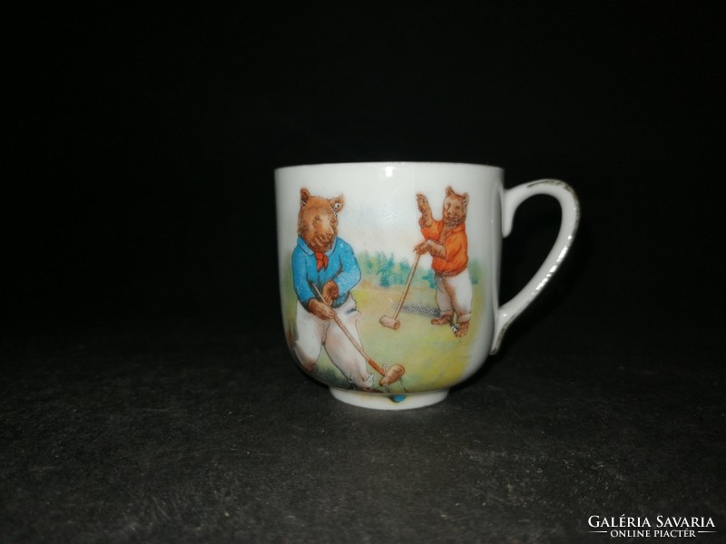4pcs old retro Czechoslovak teddy bear fabulous porcelain children's toy coffee cup - ep