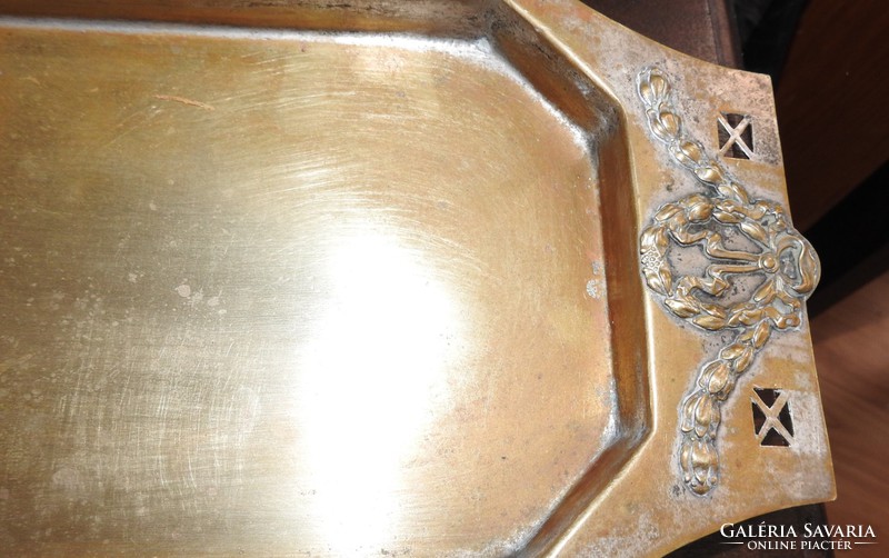 Szecessziós ezüstözött réz ARGENTOR nagy kínáló tál - asztalközép
