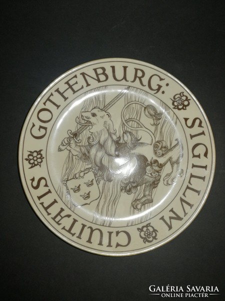 Gothenburg sigillum civitatis - Gothenburg város pecsétje- svéd porcelán fali tányér - EP