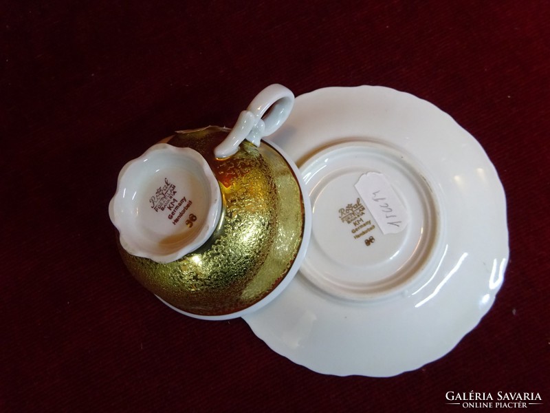 Royal minőségi porcelán, Bavaria kávéscsésze + alátét, kézi festés, München címeres. Vanneki!
