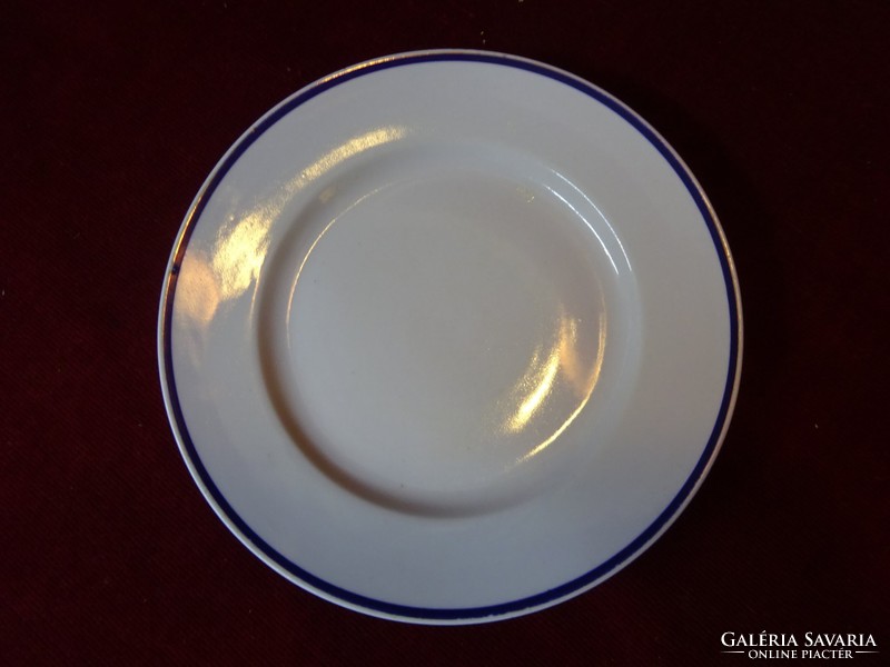 Zsolnay pajzspecsétes süteményes tányér, antik,  kék szegéllyel, átmérője 18 cm. Vanneki!