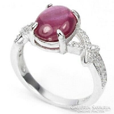 54 And genuine ruby white zirconia 925 silver ring