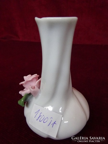 Német porcelán mini váza rózsa mintával, 9 cm magas, vitrin minőség. Vanneki!