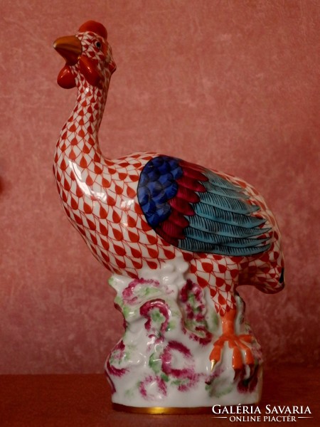 Herend 20 cm high double kossuth scaly net with mythical painted guinea fowl
