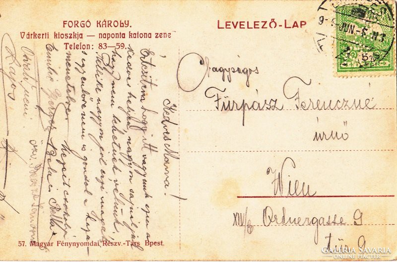 Forgó Károly Várkerti kioszkja BP. 1914 Vendéglő - Gasthaus