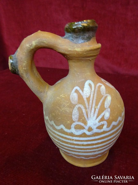 Ceramic rattle jug with folk decoration, 14 cm high. He has!