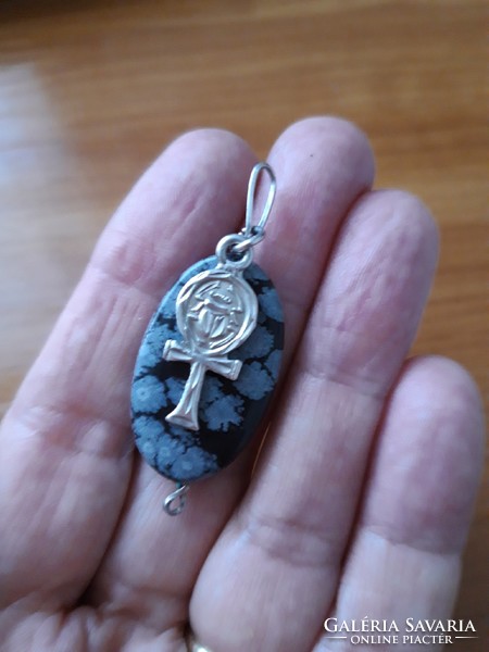 6.6Gm genuine obsidian 925 silver handmade medal
