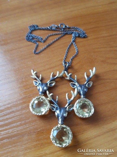 Valodi 75.6Tcw handmade citrine 925 silver 14k rose gold necklace