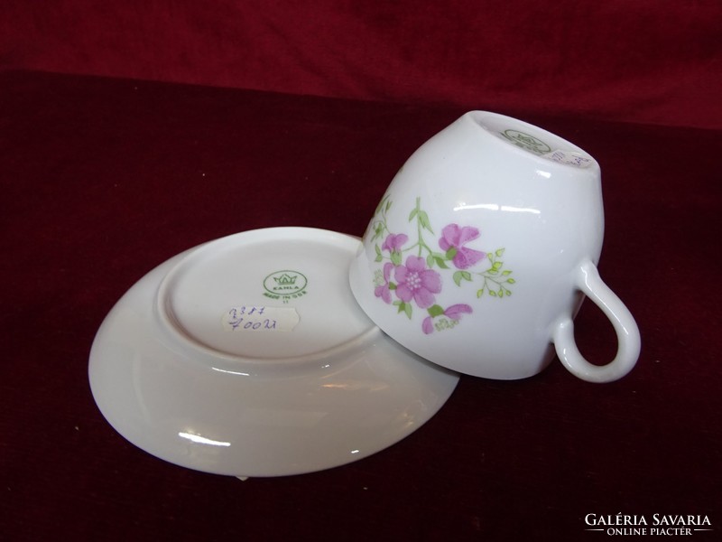 Kahla German porcelain teacup + placemat with pink flower pattern, beautiful. He has!