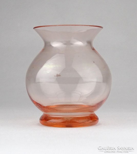 0Z249 Régi kisméretű rózsaszín fújt üveg váza 8 cm