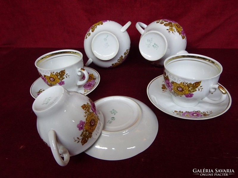 Russian tea set for three people, eight pieces, with gold border. He has!