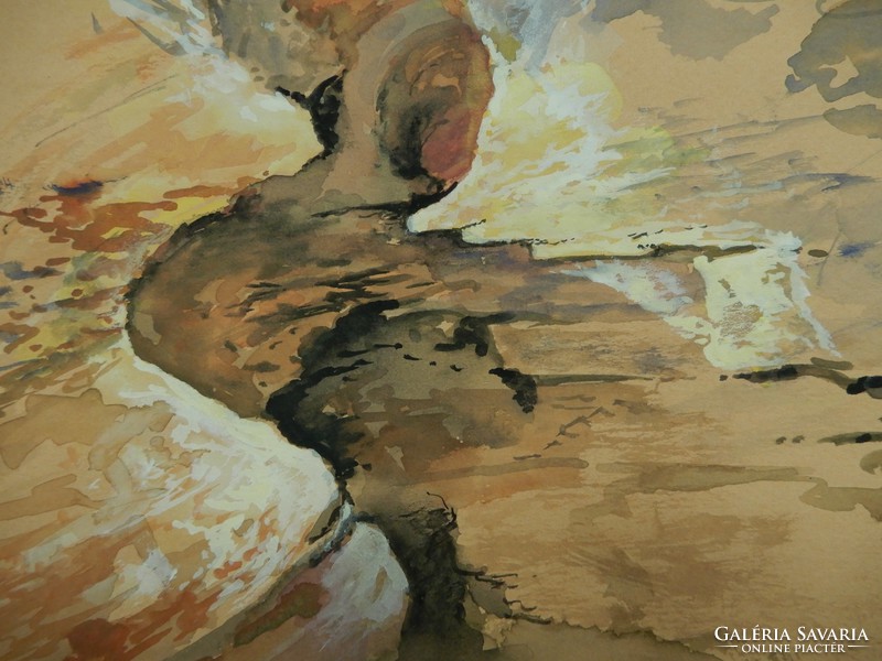 Madarász Gábor : Abaligeti cseppkőbarlang, akvarell
