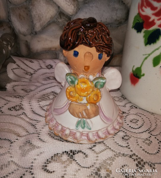 Mária Szilágyi marked ceramic angel bell angel, collectible piece, nostalgia