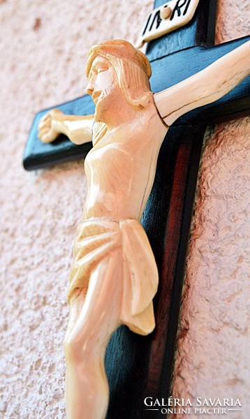 2. Antique, ivory Jesus Christ (19cm), 35cm crucifix, ebony (iron tree!) Cross, corpus