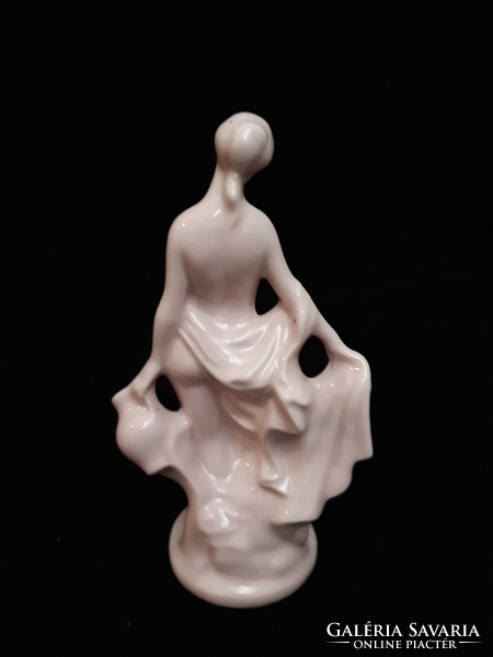 Porcelain figurine of woman with water barrel - female statue, nipple 13cm