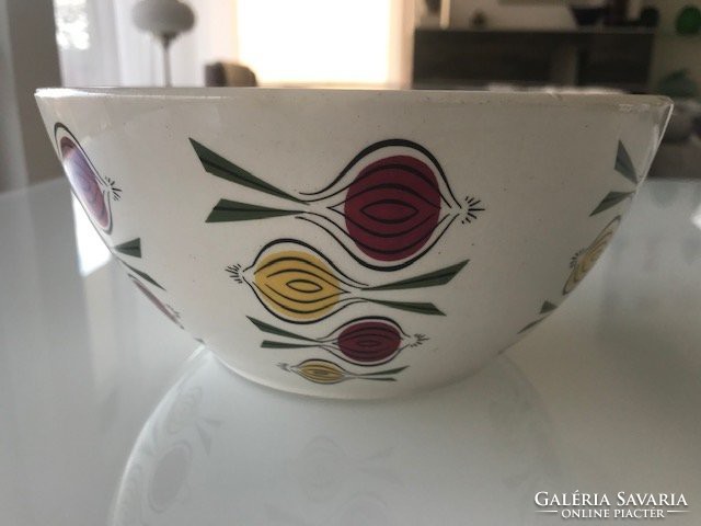 Retro German ceramic bowl with onion pattern, marked, Torgau ceramics