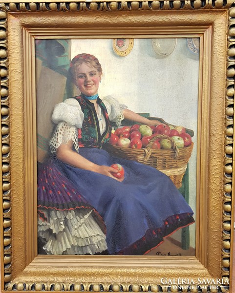Pap Emil / Lány almás kosárral