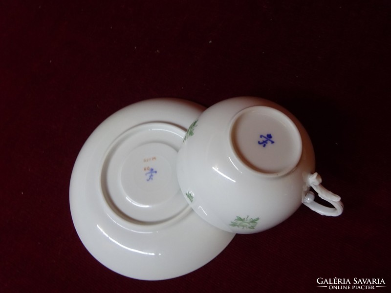 Fürstenberg German porcelain teacup + placemat. With green pattern. He has!