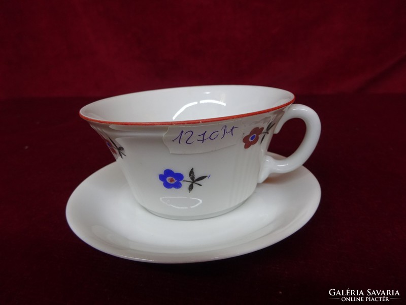 Fraureuth German porcelain coffee cup + placemat. He has!
