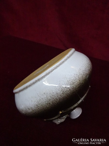 Glazed ceramic bonbonier with rose pattern, diameter 11.5 cm. He has!
