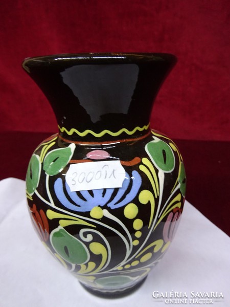 Kézzel festett mázas kerámia váza, jelölt, magassága 14 cm. Vanneki!