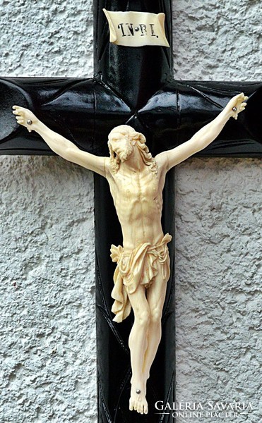 33. Antique, ivory Jesus Christ (16.5 Cm), 40.5 cm imposing crucifix, cross, corpus
