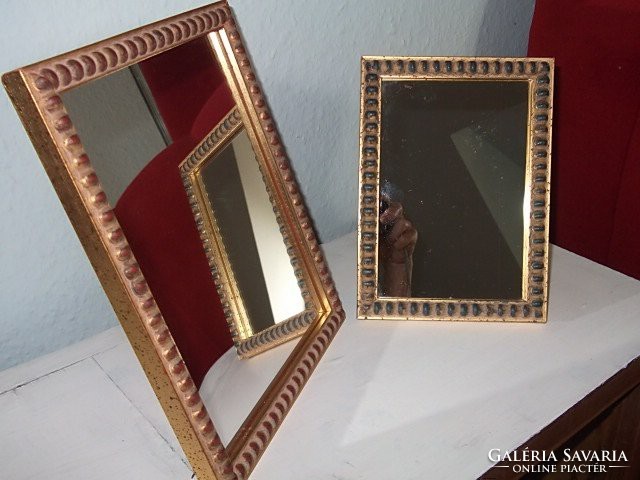 Table mirror with golden frame - hanging 20x15 cm