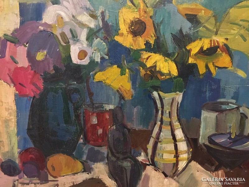 Séday Éva : Sárga virágok,olajfestmény