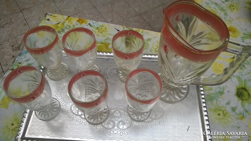 Retro glass set with pitcher-drink set 6 pieces-7 pieces, perfect condition
