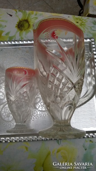 Retro glass set with pitcher-drink set 6 pieces-7 pieces, perfect condition