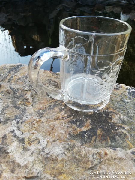 Glass cup with grape pattern, harvest mug, mug of peace, glass, nostalgia piece