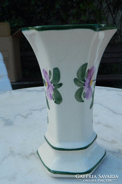 Antik kézzel festett fajansz váza
