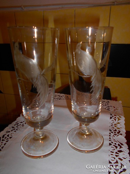 Betrothed couple's chalice 2 pcs polished - particularly beautiful peacock pattern.