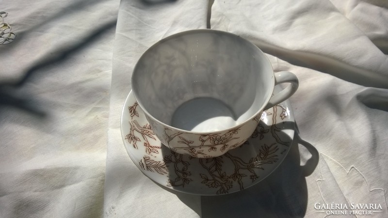 Tojáshéj porcelán, kézi festésű teáscsésze tányérral -hibátlan, ajándékba is