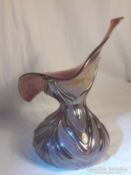 Original glass vase marked Vaclav stepanek, Loetz style - jack in the pulpit - pink gold color