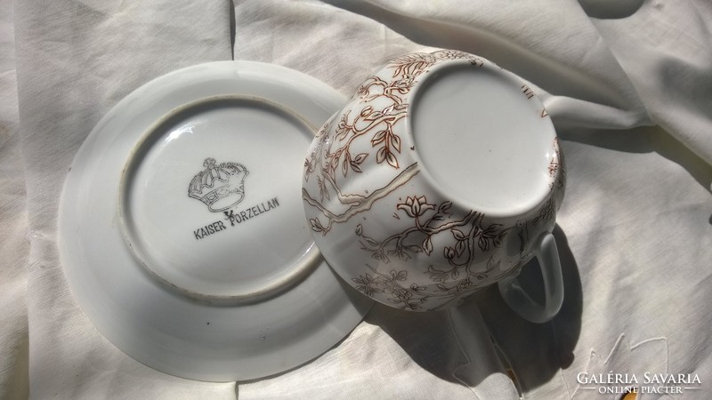 Tojáshéj porcelán, kézi festésű teáscsésze tányérral -hibátlan, ajándékba is