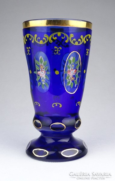 0Z937 Aranyozott cseh kék Biedermeier pohár