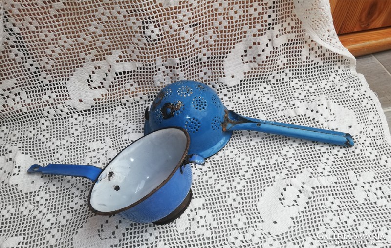 2 pcs old blue enamel, enameled filters, filter, nostalgia piece, collectible beauty, peasant