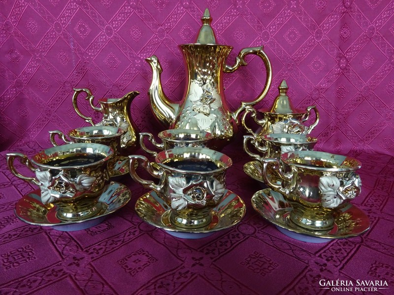 German porcelain coffee set, 6 persons, gilded. He has!