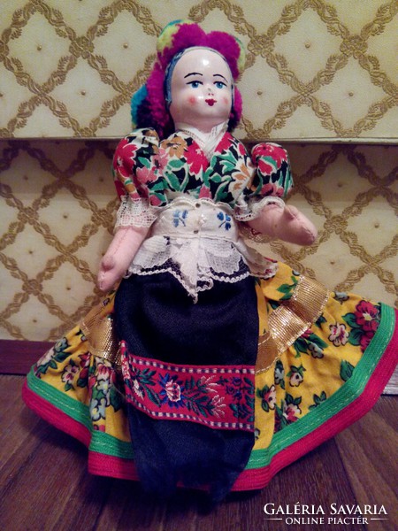 Antique old matyó doll 18 cm