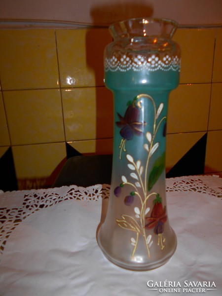 Szecessziós kézi  zománc festett  váza