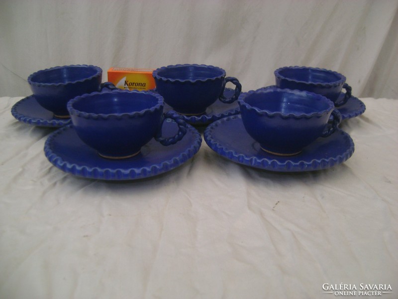 Kék színű kerámia kávéskészlet - öt személyes