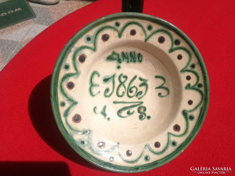 Antik cserép kerámia tányér 1863 dátummal