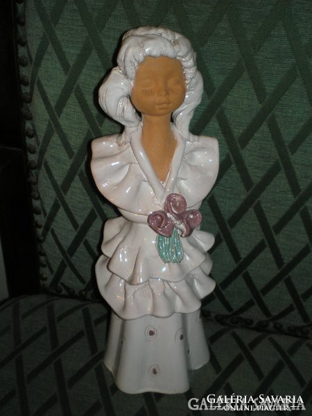Charming ceramic little girl with flowers 34 cm.