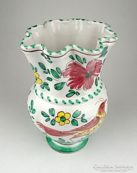 1A153 Jelzett madaras olasz majolika váza 20 cm