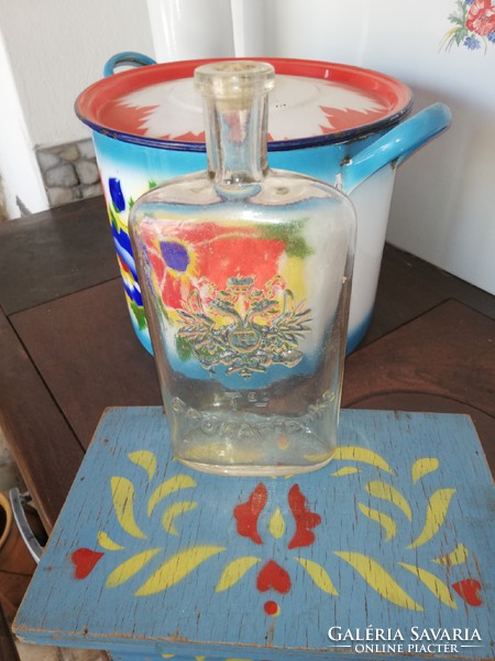 Antik Orosz parfümös üveg,  kölnis, Gyűjtői ritka darab, nosztalgia darab, paraszti dekoráció 