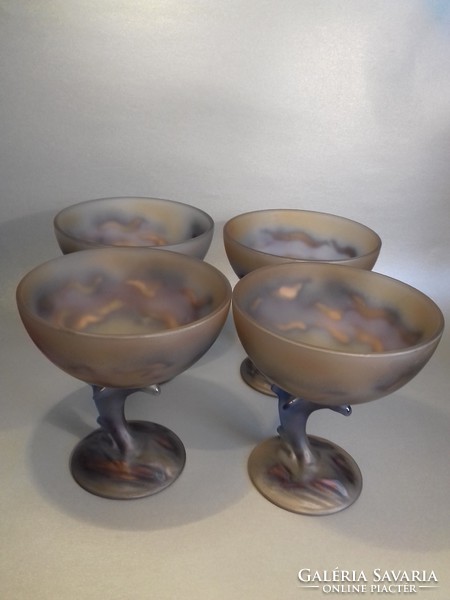 La rochere marked iridescent dolphin elegant serving glass goblet 4 pieces available gorgeous price per piece