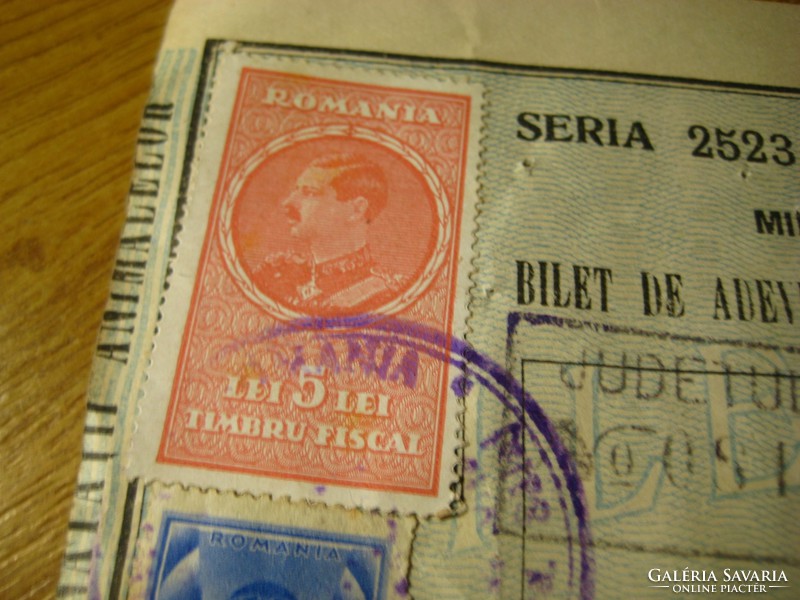 Romanian official document with stamps from 1935 from 18 x 21 cm