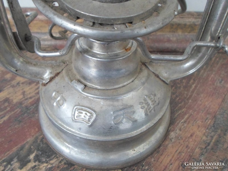 Retro alumínium kínai petróleum lámpa, viharlámpa  37 cm